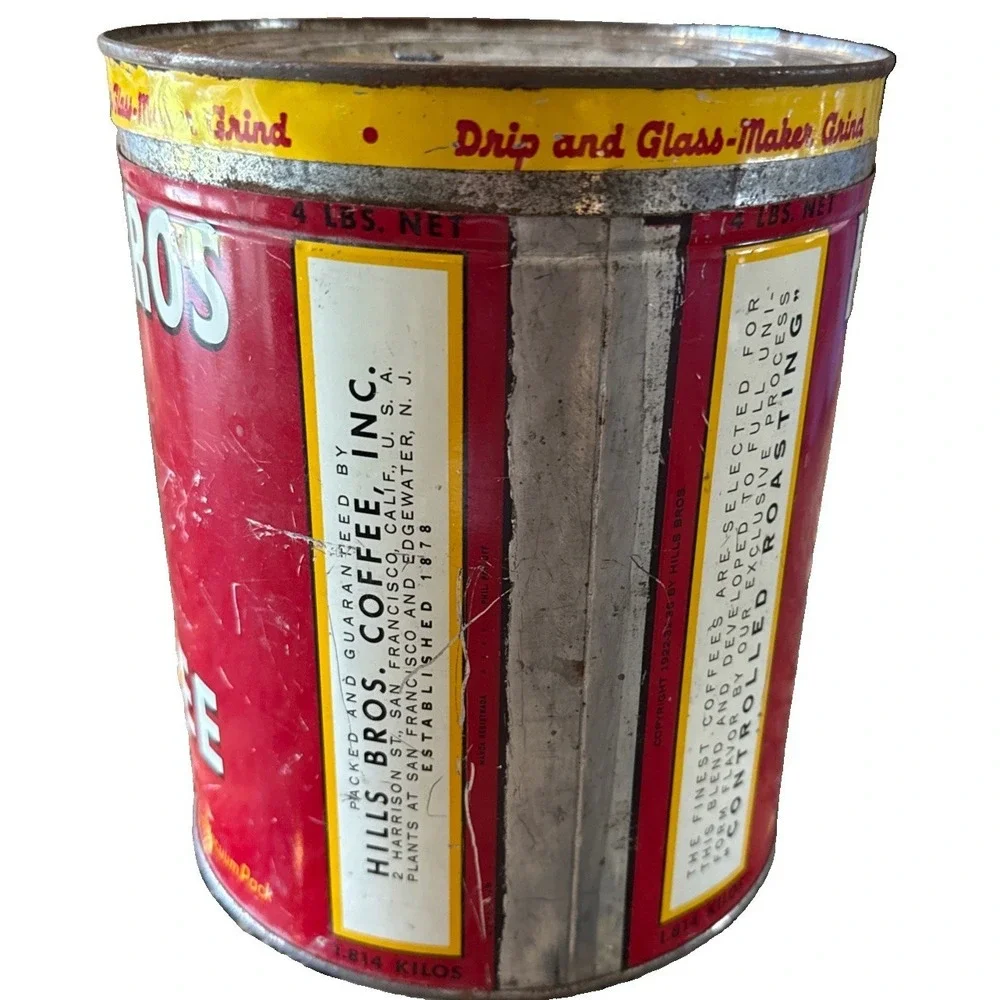 Hills Bros Coffee Can Tin 2 Pound Advertising